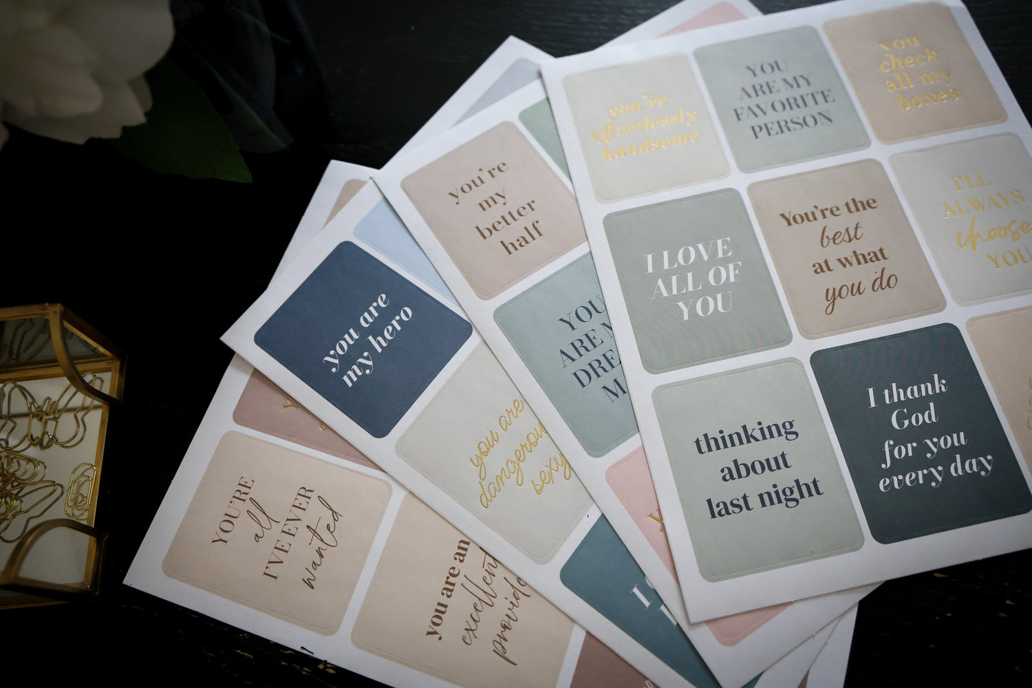 Honor Him Thru Words Affirmation Sticker Book featuring inspirational Christian marriage affirmation cards designed to encourage love, gratitude, appreciation, and intentional connection between husband and wife.