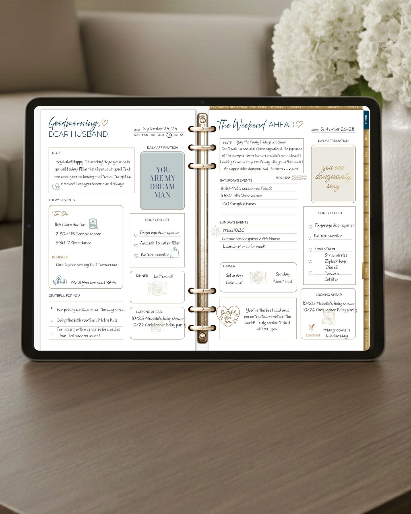 Weekend Ahead planning page for marriage reflection, intention setting, and daily habit preparation