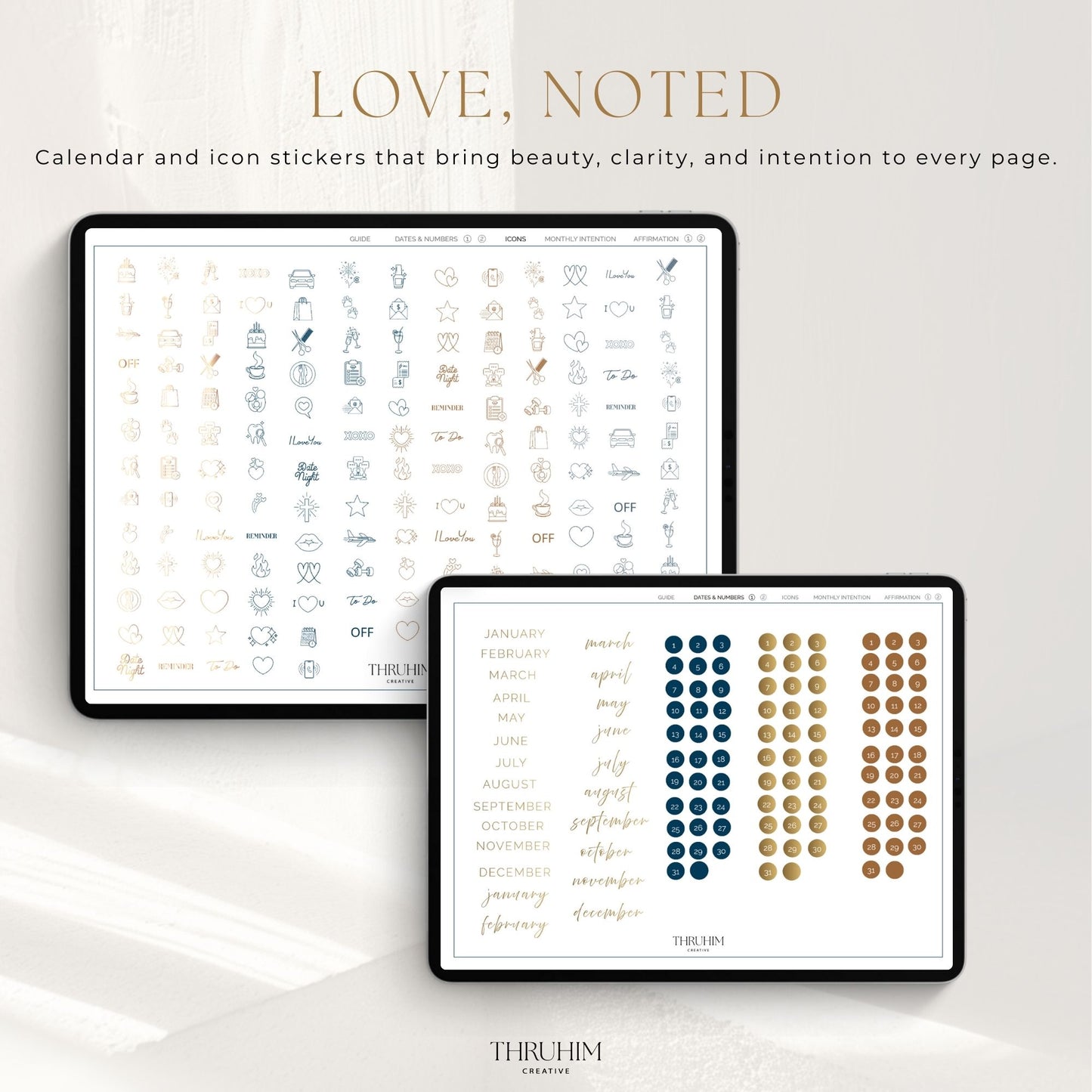Honor Him digital planner sticker collection featuring calendar dates, icons, reminders, and decorative planner stickers.