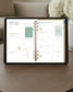 Digital planner displayed on a tablet with Honor Him Thru Holidays Easter-themed affirmation stickers, weekly planning pages, and marriage encouragement for Christian couples.