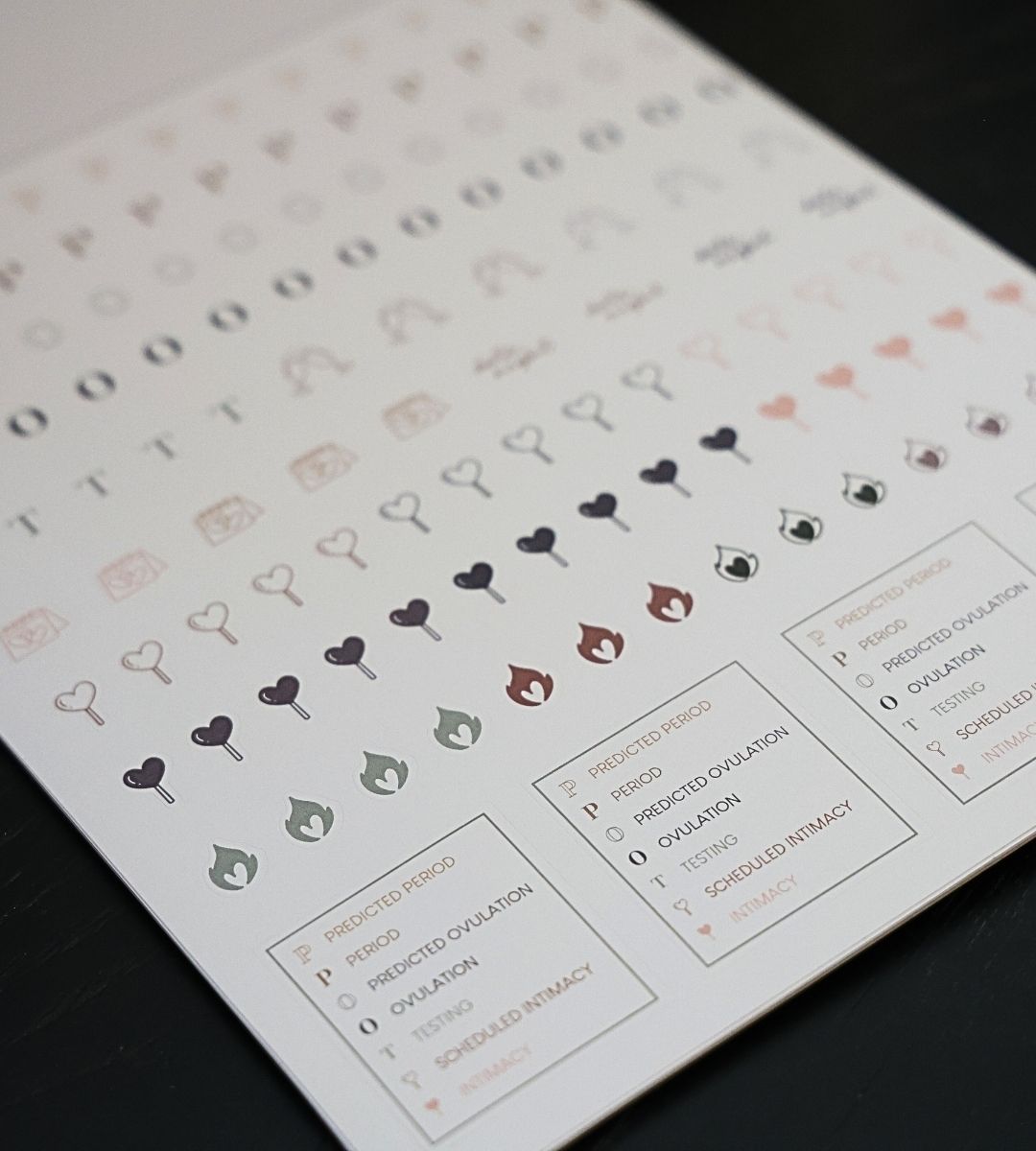 Honor Him Thru Intimacy Affirmation Sticker Book featuring intimacy tracking icons, planner symbols, and relationship planning stickers.