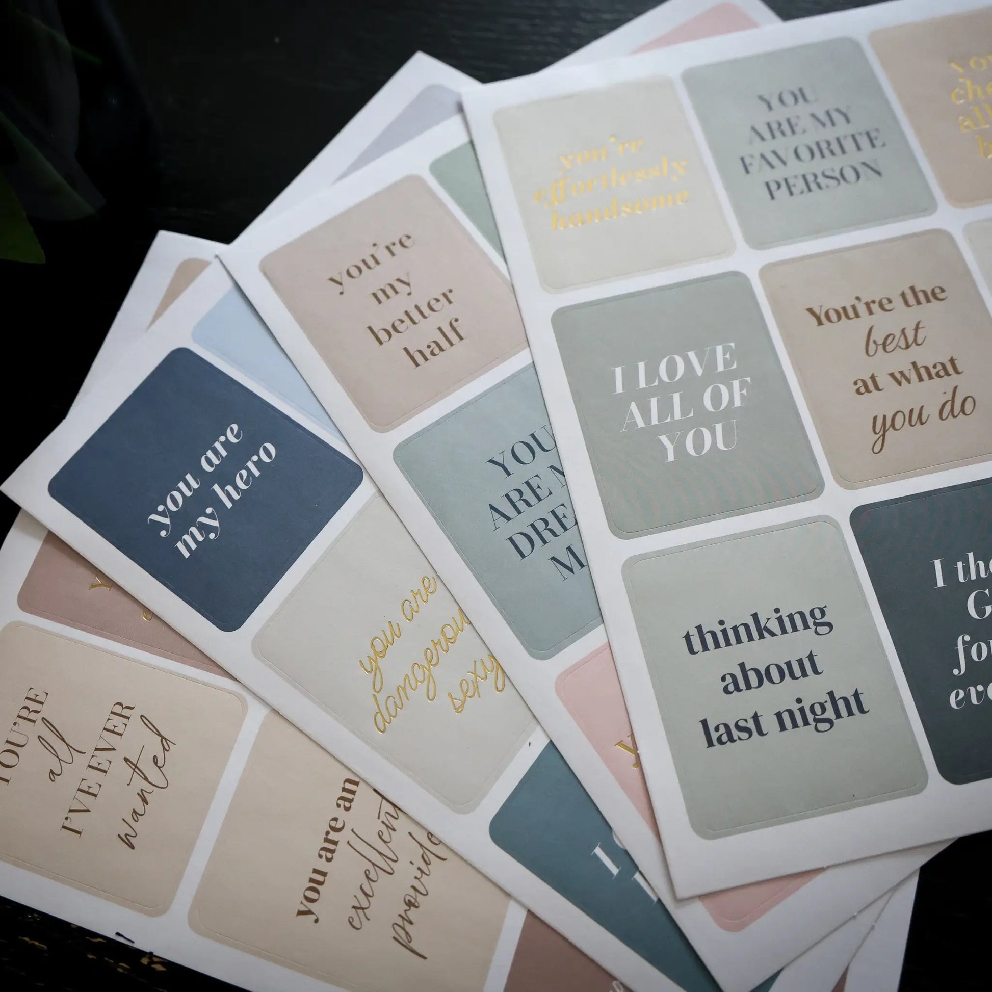 Marriage affirmation sticker sheets included with the Honor Him Christian Marriage Transformation System